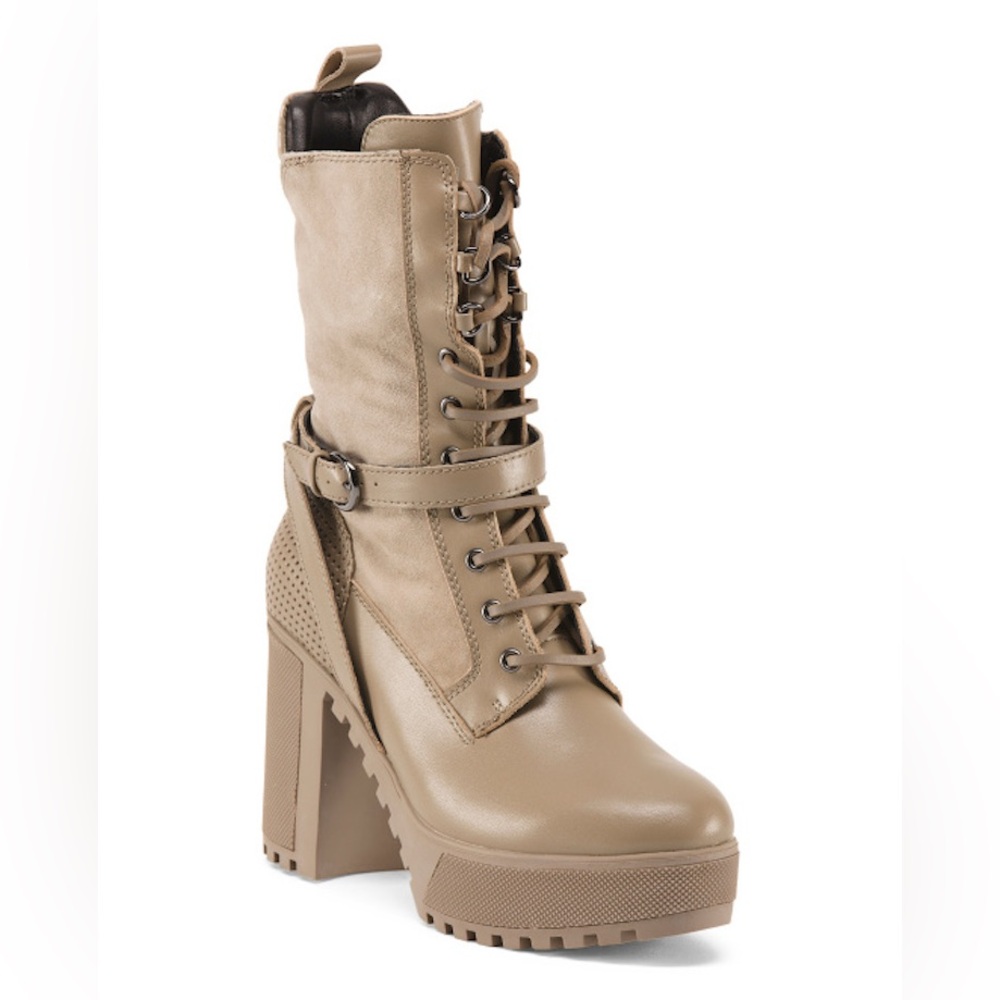 Atelje 71 Annika Leather Suede Platform Combat Boots